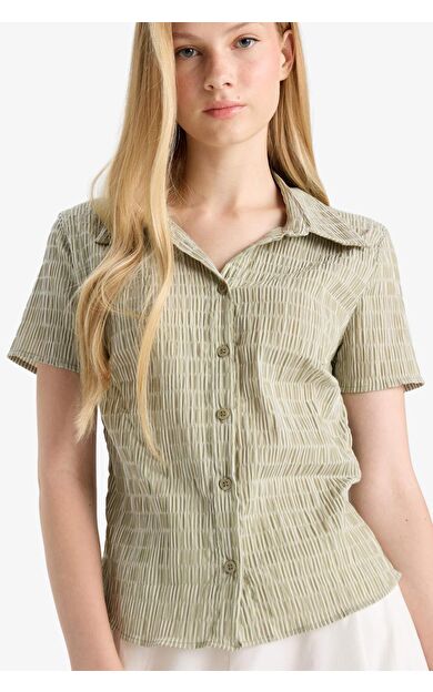 Coool Fitted Dokulu Kısa Kollu Gömlek F4849AX25AUKH271