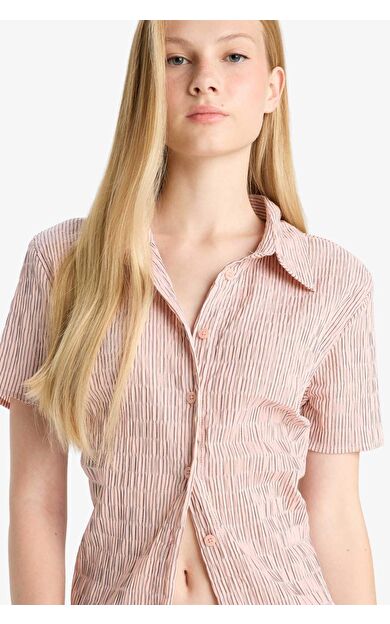 Coool Fitted Dokulu Kısa Kollu Gömlek F4849AX25AUPN153