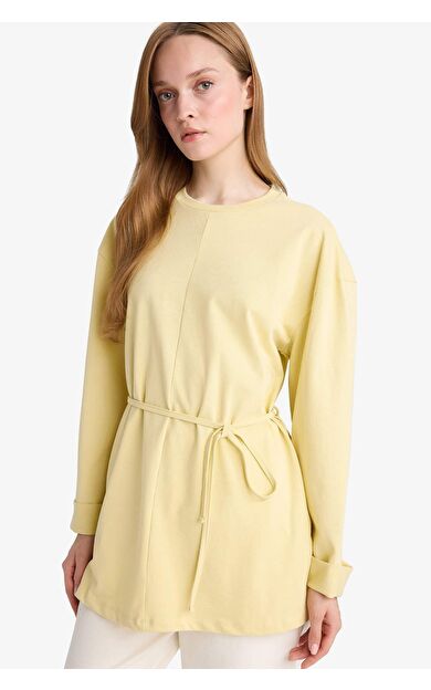 Loose Fit Bisiklet Yaka Uzun Kollu Tunik