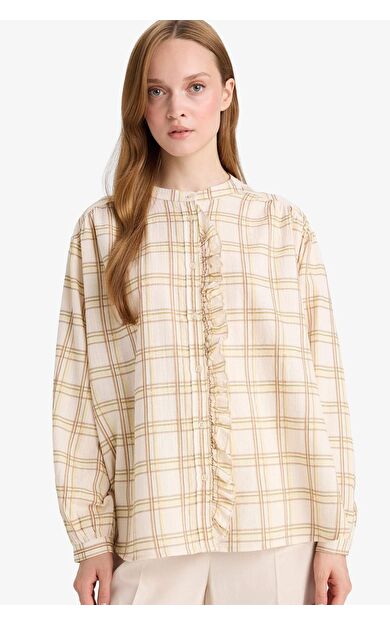 Relax Fit Ekose Desenli Uzun Kollu Tunik