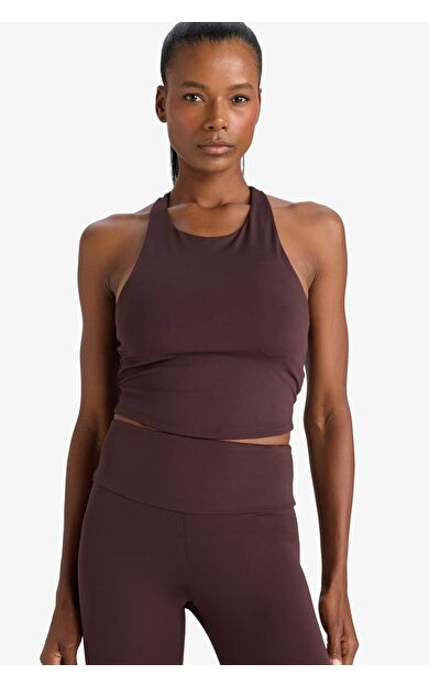 DeFactoFit Bisiklet Yaka Pedli İç Göstermez Esnek Kumaş Uzun Sporcu Sütyeni