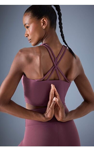 DeFactoFit Bisiklet Yaka Pedli İç Göstermez Esnek Kumaş Uzun Sporcu Sütyeni F4944AX25AUBR492