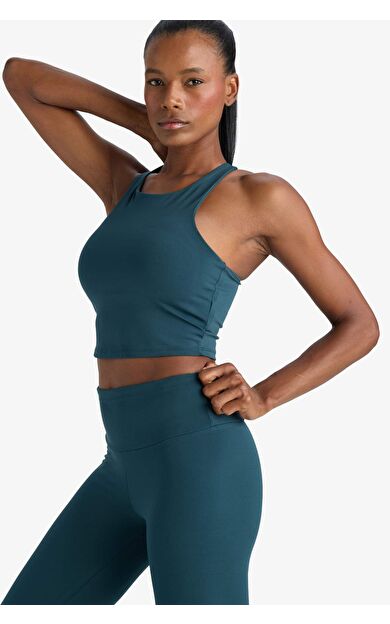 DeFactoFit Bisiklet Yaka Pedli İç Göstermez Esnek Kumaş Uzun Sporcu Sütyeni