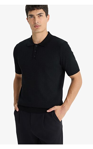 DeFacto Standart Fit Polo Yaka Triko Kısa Kollu Polo Tişört F4947AX25AUBK27