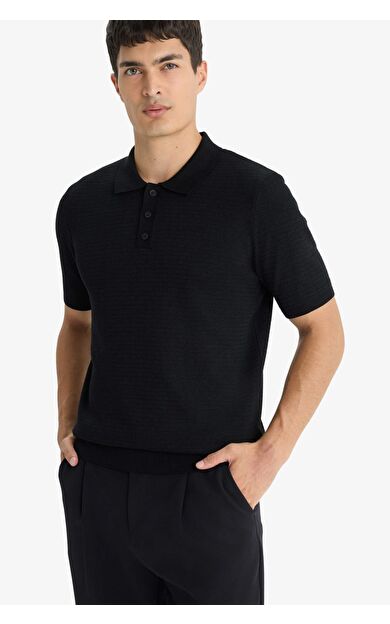 DeFacto Standart Fit Polo Yaka Triko Kısa Kollu Polo Tişört F4947AX25AUBK27