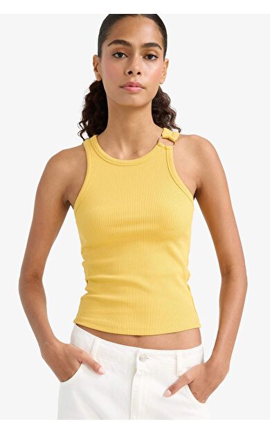 DeFacto Slim Fit Dar Kesim Bisiklet Yaka Fitilli Kaşkorse Atlet F4994AX25AUBG308