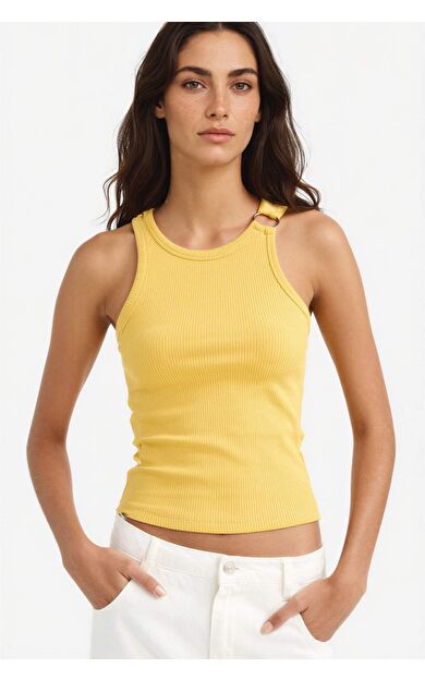DeFacto Slim Fit Dar Kesim Bisiklet Yaka Fitilli Kaşkorse Atlet F4994AX25AUBG308