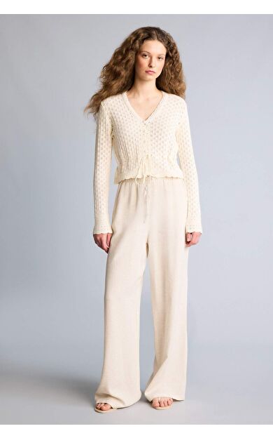 DeFacto Wıde Leg Cepli Yüksek Bel Standart Boy Keten Karışımlı Pantolon