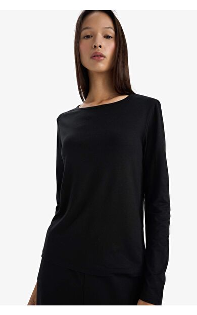 Bisiklet Yaka Uzun Kollu Üst-Fall in Love