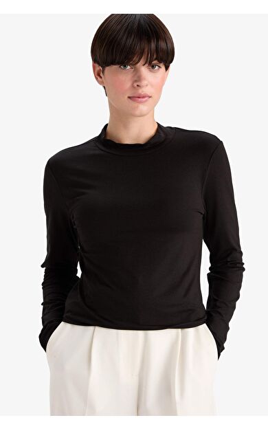 Bisiklet Yaka Uzun Kollu Üst-Fall in Love