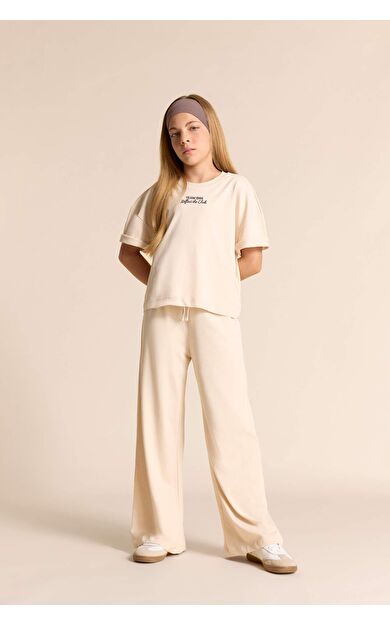 DeFacto Kız Çocuk 2'li Takım Kısa Kollu Baskılı Tişört Esnek Belli Uzun Alt F5035A825AUBG286