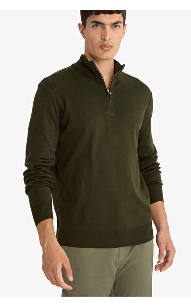 DeFacto Standart Fit Fermuarlı Yaka Triko Kazak F5095AX25AUKH381