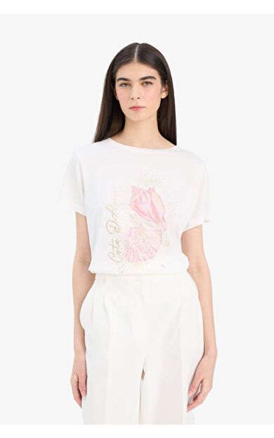 DeFacto Regular Fit Bisiklet Yaka Baskılı Kısa Kollu Tişört F5103AX25SMER105