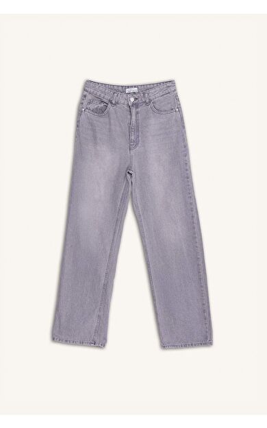 90's Wide Leg Yüksek Bel Düz Paça Uzun Jean Yıkamalı Pantolon