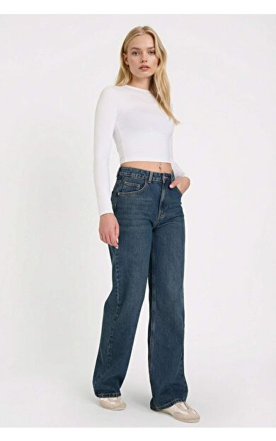 DeFacto Straight Wide Yüksek Bel Geniş Paça Uzun Jean Pantolon