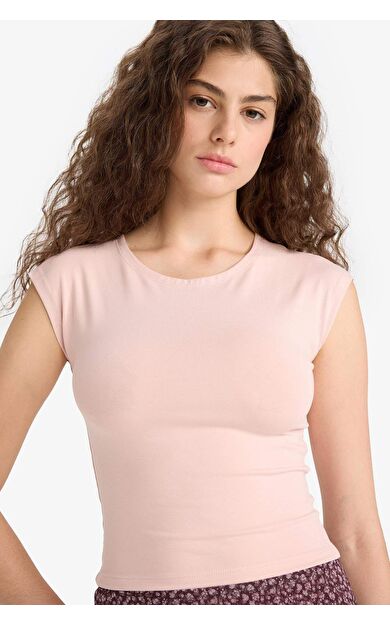 DeFacto Fitted Bisiklet Yaka Kısa Kollu Tişört F5195AX25SMBR476