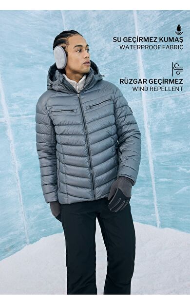 DeFacto Defactofit Su İtici Regular Fit Kapüşonlu Fermuarlı Rüzgar Geçirmez Kayak Montu