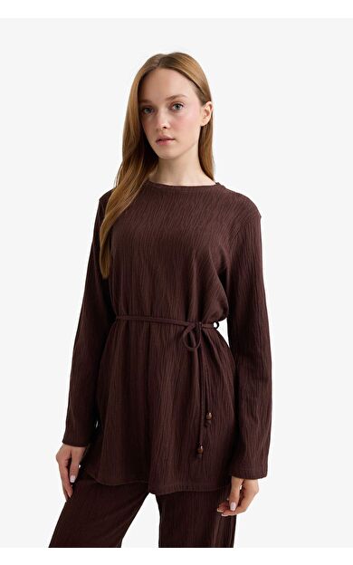 Regular Fit Bisiklet Yaka Uzun Kollu Tunik