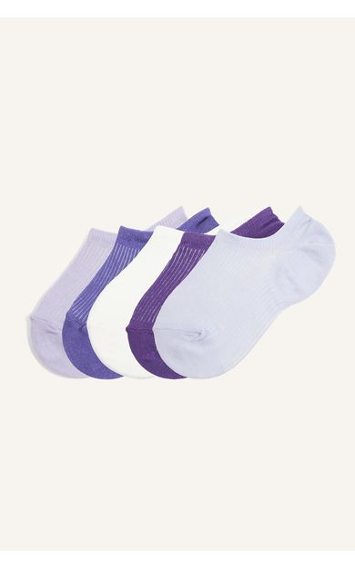 DeFacto Kadın 5'li Pamuklu Sneaker Çorap Mor