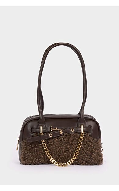 Kadın Pelüş Detaylı Suni Deri Çapraz Çanta