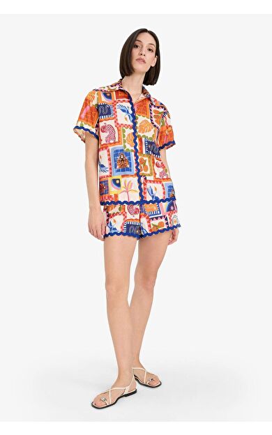 DeFacto -Fall in Love Regular Fit Tropikal Desenli Plaj Kıyafeti F5497AX25HSOG343