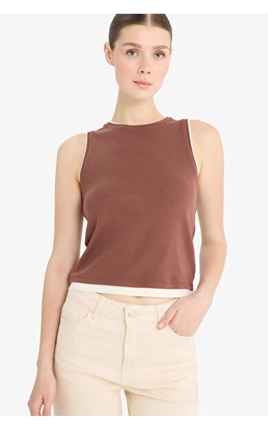 DeFacto Slim Fit Dar Kesim Bisiklet Yaka Ribana Atlet F5581AX25SMBN329