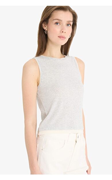 DeFacto Slim Fit Dar Kesim Bisiklet Yaka Ribana Atlet F5581AX25SMGR93