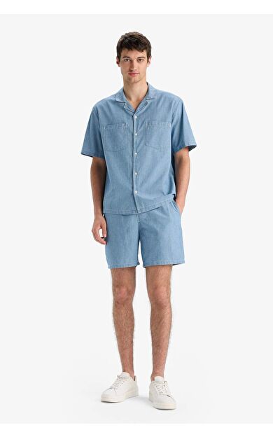 %100 Pamuk Relax Fit Jean Bermuda Şort
