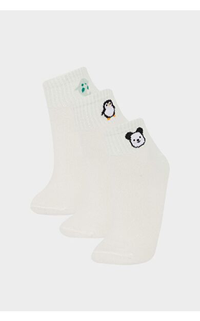 Kadın 3'lü Pamuklu Patik Çorap F5621AXNSWT1