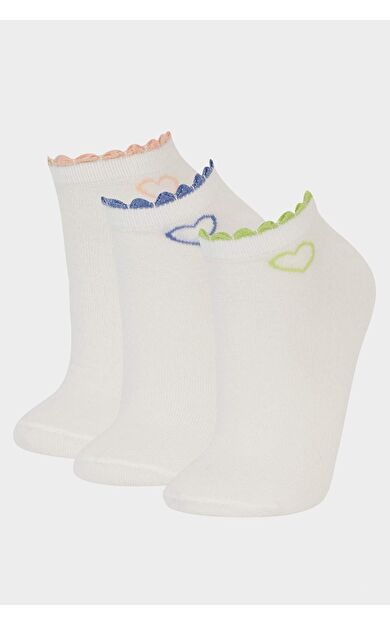 DeFacto Kadın 3'lü Pamuklu Patik Çorap F5623AXNSWT1