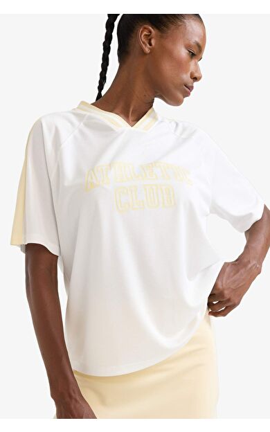 DeFactoFit Oversize Geniş Kalıp Bisiklet Yaka Sporcu Kısa Kollu Tişört F5642AX25SMER105