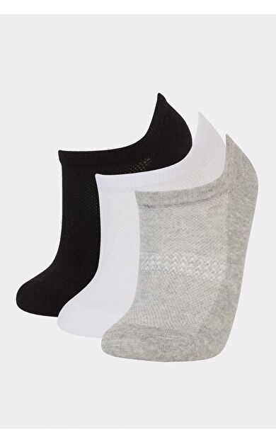 Kadın 3'lü Pamuklu Patik Çorap F5650AXNSBK27