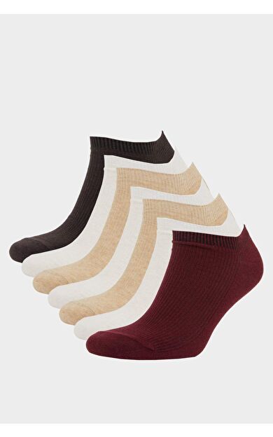 Kadın Rahat Lastikli 7'li Pamuklu Patik Çorap F5657AXNSBR98