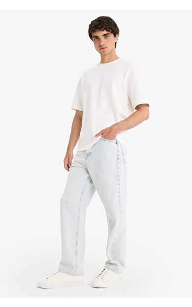 DeFacto Baggy Fit Geniş Paça Jean Yıkamalı Pantolon F5669AX25AUNM63