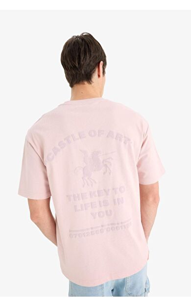 DeFacto %100 Pamuk Boxy Fit Bisiklet Yaka Baskılı Kısa Kollu Tişört F5766AX25SMPR345