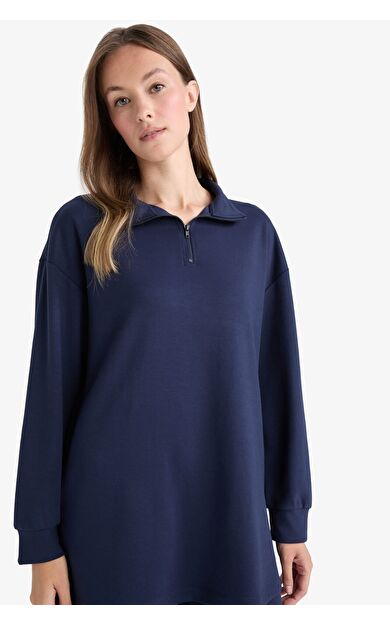 DeFacto Regular Fit Fermuarlı Yaka Uzun Kollu Tunik