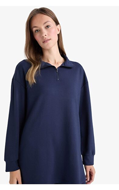 DeFacto Regular Fit Fermuarlı Yaka Uzun Kollu Tunik