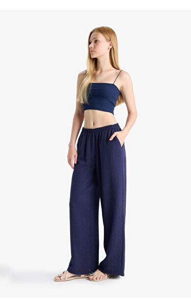 DeFacto Coool Wide Leg Normal Bel Müslin Pantolon