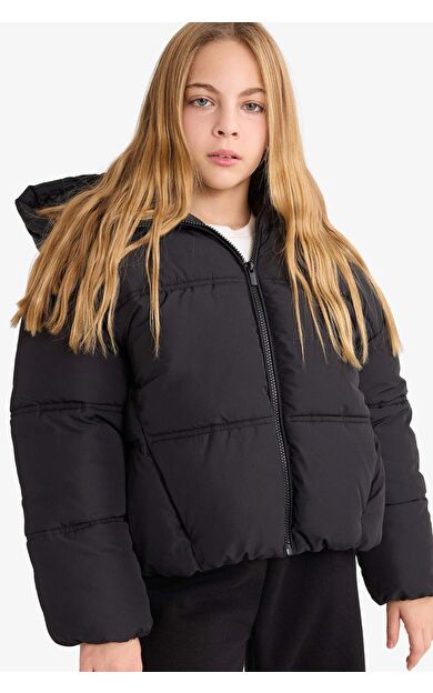 Kız Çocuk Kapüşonlu Mont