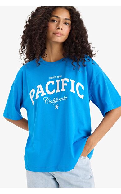 DeFacto Regular Fit Slogan Baskılı Penye Kısa Kollu Tişört