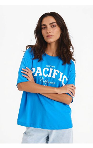 DeFacto Regular Fit Slogan Baskılı Penye Kısa Kollu Tişört