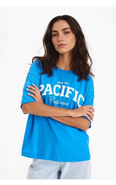 DeFacto Regular Fit Slogan Baskılı Penye Kısa Kollu Tişört
