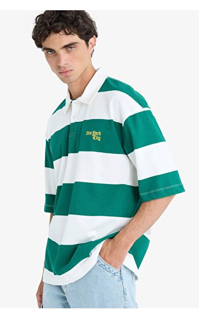 DeFacto Boxy Fit Polo Yaka Kısa Kollu Kısa Kollu Tişört