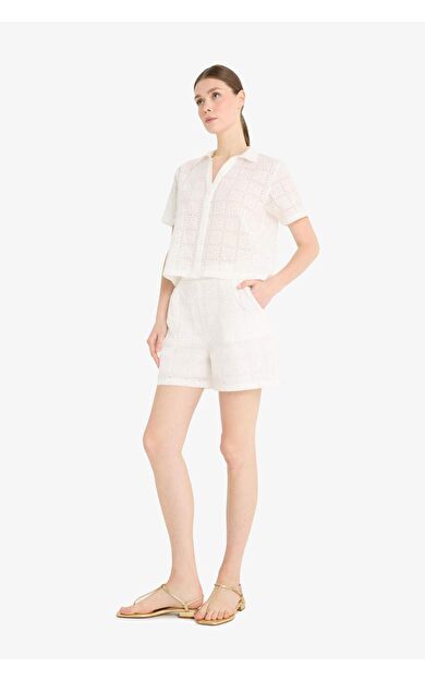 DeFacto Regular Fit Düz Paça Brode Pantolon