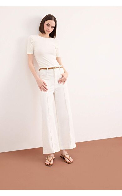 DeFacto Regular Fit Cepli Yüksek Bel Kemerli Gabardin Pantolon