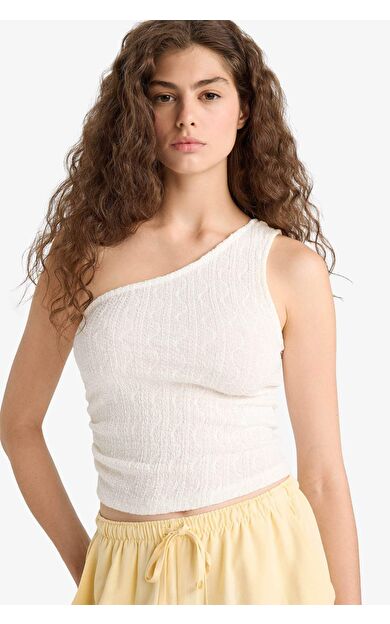 DeFacto Slim Fit Dar Kesim Tek Omuzlu Dantel Atlet