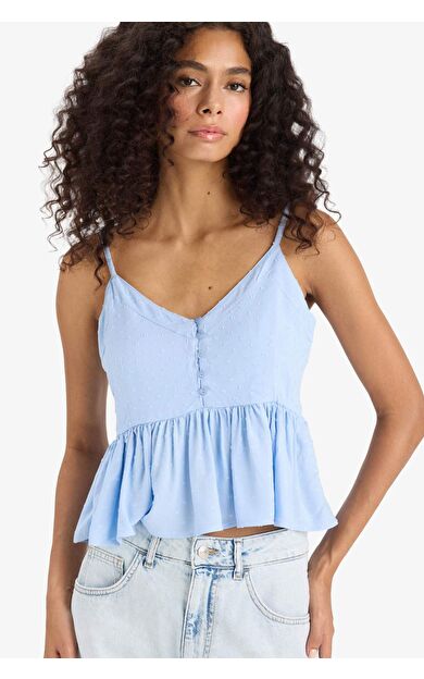 DeFacto Regular Fit Viskon Kolsuz Bluz