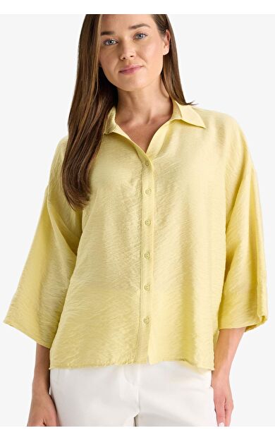 DeFacto Regular Fit Gömlek Yaka Uzun Kollu Gömlek F6112AX25SMYL56