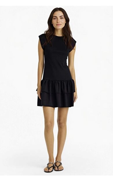 DeFacto Bisiklet Yaka Kısa Kollu Mini Elbise