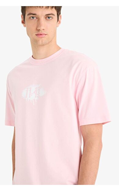 DeFacto %100 Pamuk Boxy Fit Bisiklet Yaka Baskılı Kısa Kollu Tişört F6123AX25SMPN440